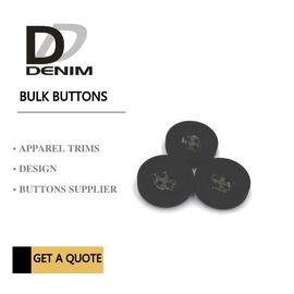 Decorative Polyester Button 4 Holes Black Coat Buttons Garment Accessories